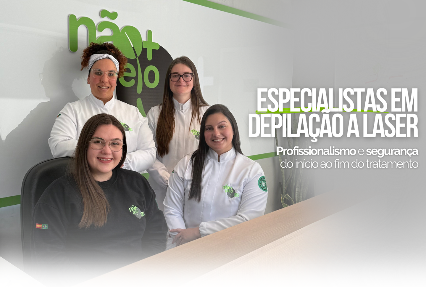 Funcionárias Nao Mais Pelo Pelotas com texto "especializadas em depilação a laser"